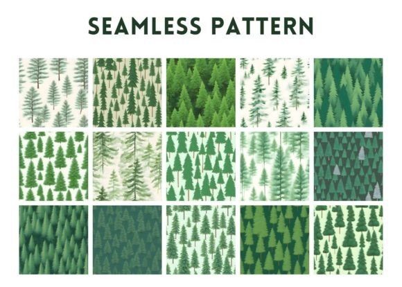 38 Watercolor Pine Tree Seamless Pattern