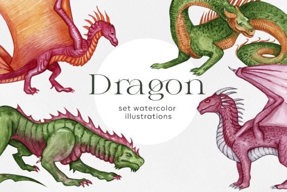 6 Dragons Watercolor Illustration 2024: A Vibrant Collection for Creative Projects