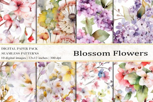 Blossom Flowers Digital Papers for Creatives