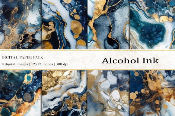 Blue Alcohol Ink Digital Papers: Elevating Your Creative Projects with AI-Generated Art