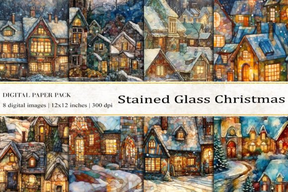 Christmas Stained Glass Digital Papers: Bringing Artistic Warmth to Your Projects