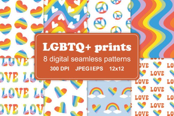 Groovy LGBTQ Seamless Patterns Set: A Versatile Resource for Creative Projects