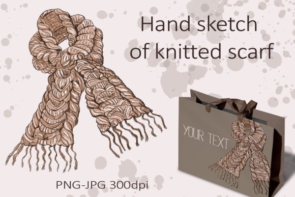 Hand Sketch of a Knitted Scarf: A Versatile Digital Asset for Creative Projects