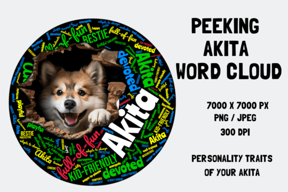 Peeking Akita Word Cloud: A Visual Celebration of a Beloved Breed