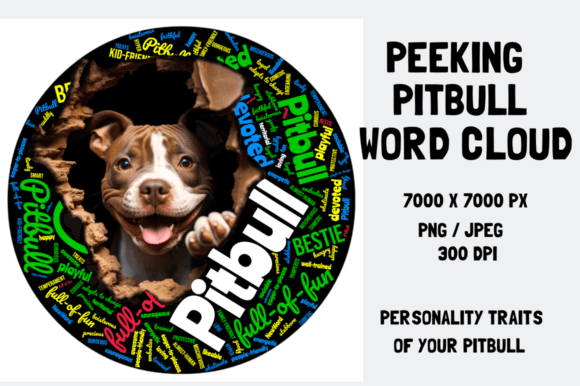 Peeking Pitbull Word Cloud: A Vibrant Celebration of Character and Style