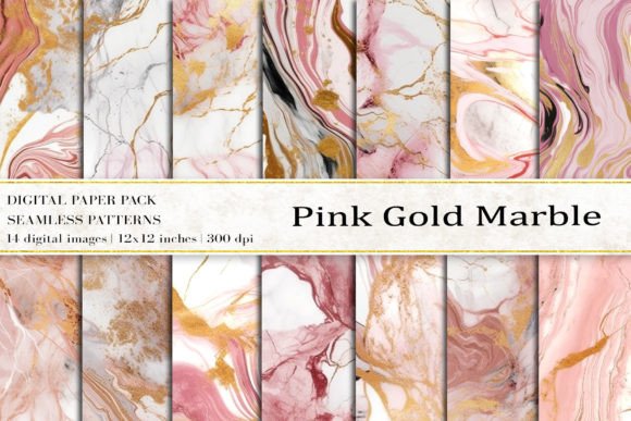 Pink Gold Marble Digital Papers for Creative Projects