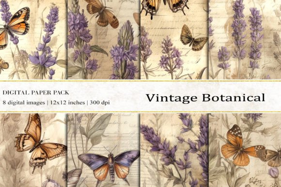 Vintage Botanical Digital Papers for Creative Projects