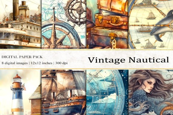 Vintage Nautical Digital Papers for Designers