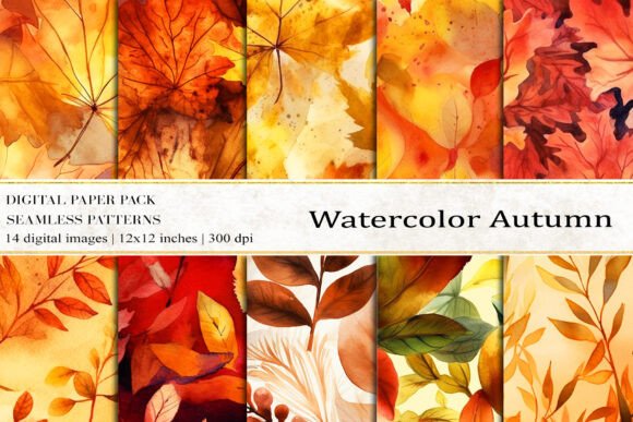 Watercolor Autumn Digital Papers for Creative Projects