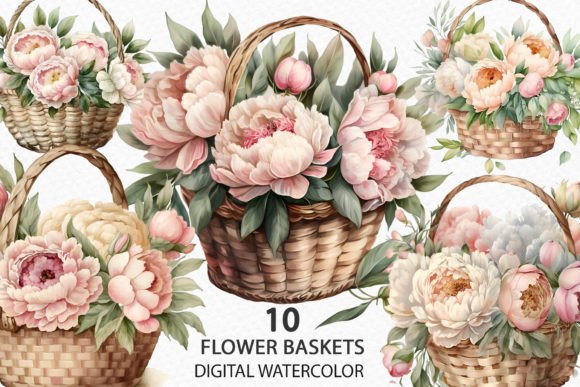 Watercolor Basket of Peonies: A Strategic Guide to Commercial Use